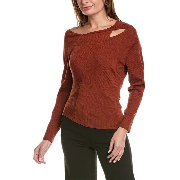 Lafayette 148 womens Asymmetric Sunburst Sweater size Medium Silk Blend $848